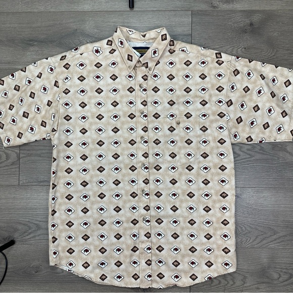 Vintage Panhandle Slim Buffalo Animal Diamond Aztec Western Shirt USA Made Large - Picture 3 of 8